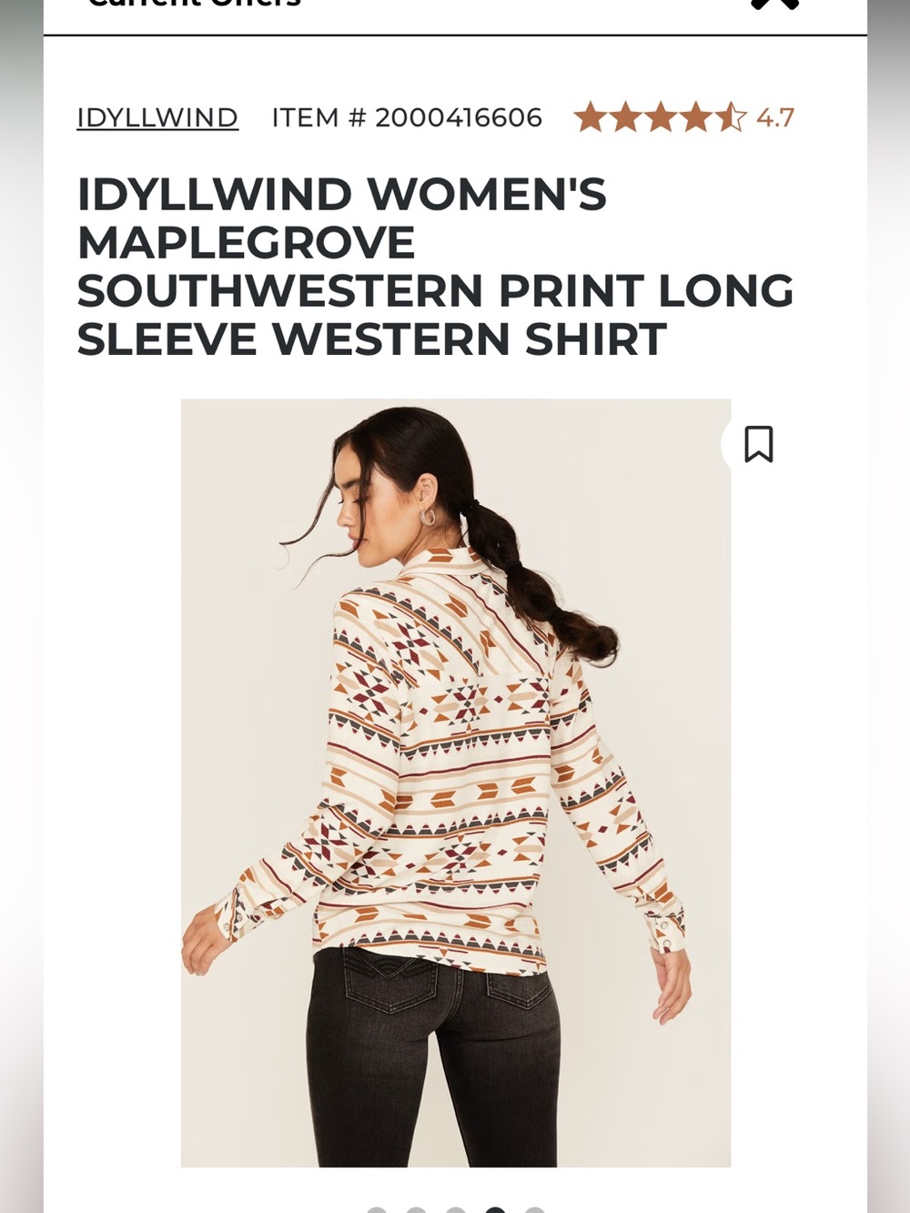 Idyllwind Western Pearl Snap Button-Down Shirt Women’s L